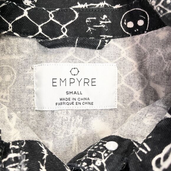 Empyre Graffiti Trucker Jacket Women Small Cropped Grunge Street Edgy Urban Twee - Picture 5 of 7
